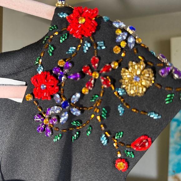 Max Duggal Style 26540# BEADED CAP SLEEVE V NECK A LINE GOWN Black Sz 14 - Picture 6 of 6